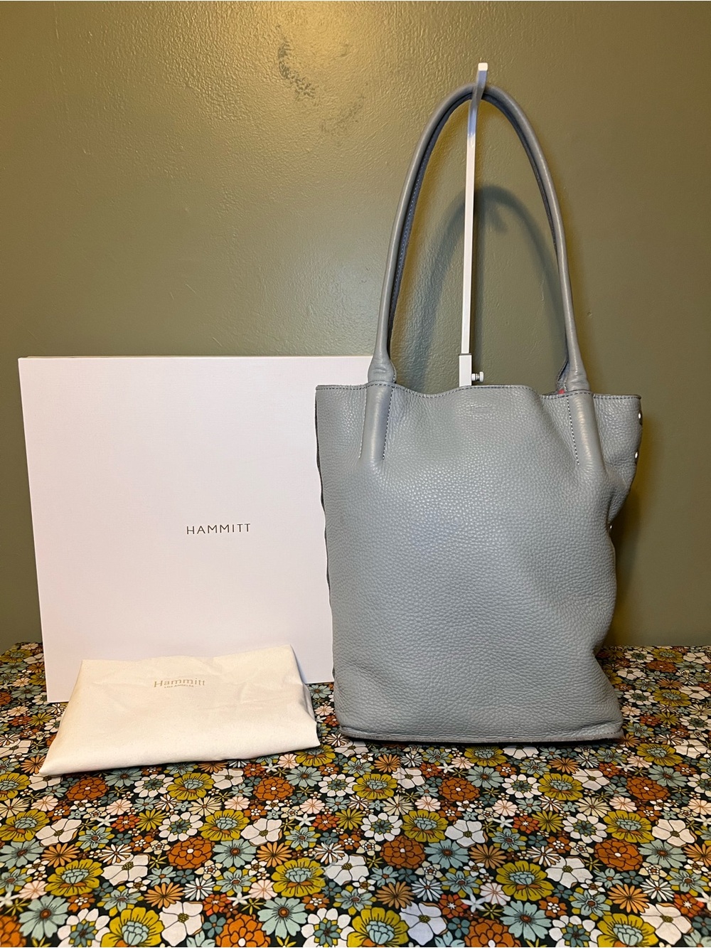 Hammitt Oliver Medium Shoulder Bag, Limited Edition Dust Blue and Brushed Silver